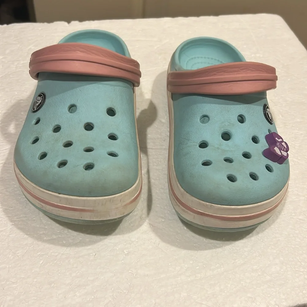 CROCS crocband clogs w/ butterfly jewel on sandals water shoes toddler size 12
